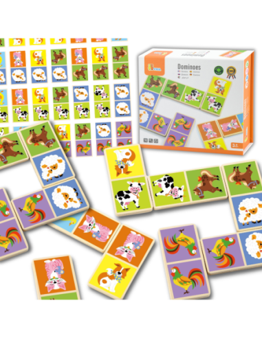 Drewniana gra Domino Farma Viga Toys 28 elementów