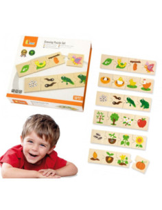 VIGA Wooden Puzzle Growing Animals and Plants