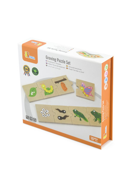 Drewniane Puzzle Rosnące zwierzątka i rośliny Viga Toys