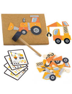 Drewniana Przybijanka Pojazdy budowlane 45 elementów Viga Toys 2