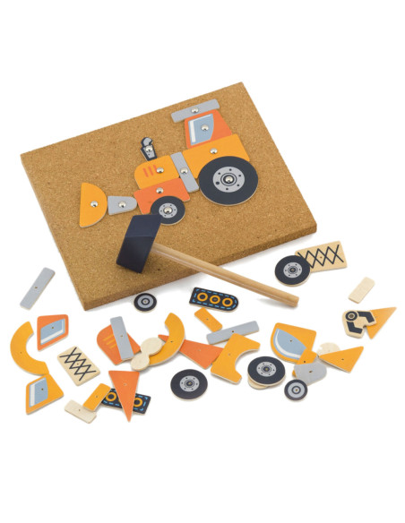 Drewniana Przybijanka Pojazdy budowlane 45 elementów Viga Toys
