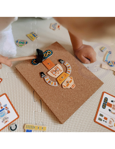 Drewniana Przybijanka Roboty 45 elementów Viga Toys