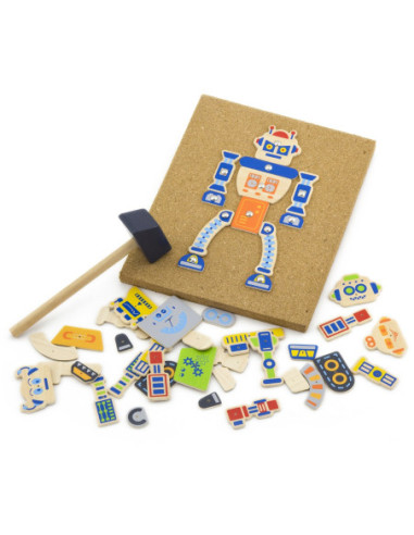 Drewniana Przybijanka Roboty 45 elementów Viga Toys