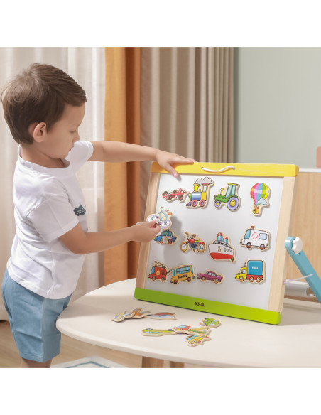 Drewniany zestaw magnesów Pojazdy Viga Toys