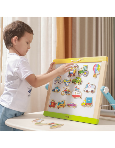 Drewniany zestaw magnesów Pojazdy Viga Toys
