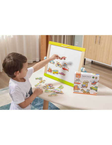 Drewniany zestaw magnesów Pojazdy Viga Toys