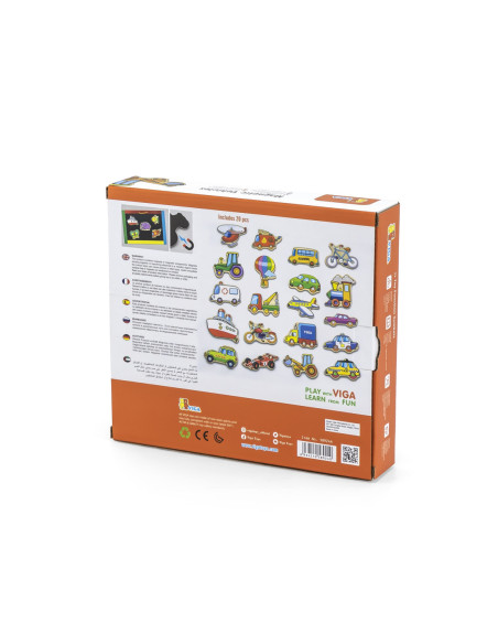 Drewniany zestaw magnesów Pojazdy Viga Toys