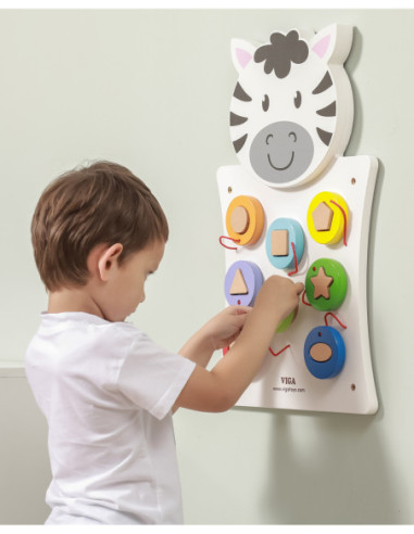 Drewniana Gra Dopasuj kształty Zebra Viga Toys