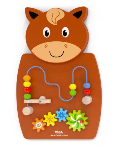 Drewniana Gra z przeplatnką i kołami zębatymi Koń Viga Toys