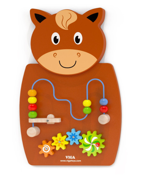 Drewniana Gra z przeplatnką i kołami zębatymi Koń Viga Toys