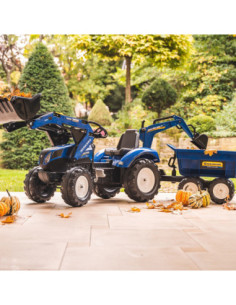 Falk Traktor na pedały New Holland z przyczepą oraz łyżką i koparką 2