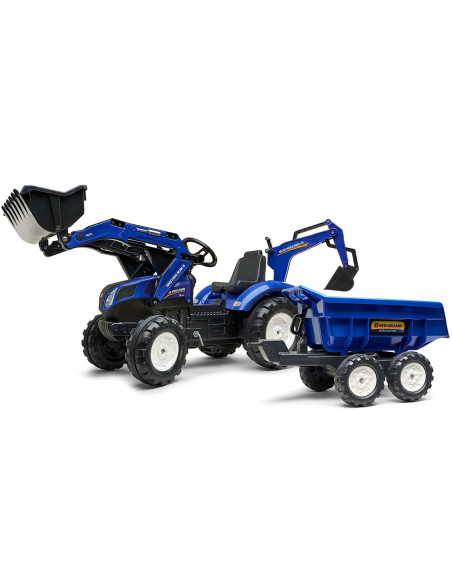 Falk Traktor na pedały New Holland z przyczepą oraz łyżką i koparką