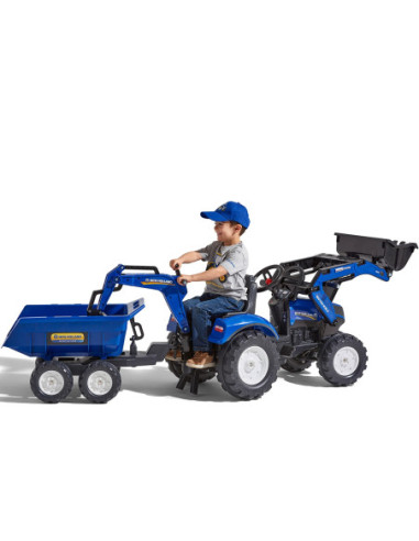Falk Traktor na pedały New Holland z przyczepą oraz łyżką i koparką