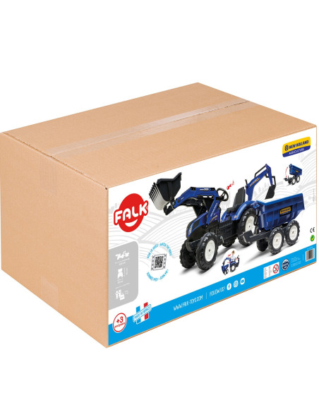 Falk Traktor na pedały New Holland z przyczepą oraz łyżką i koparką