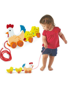 VIGA Zestaw do ciągnięcia Kurka z kurczakami 36 cm 2