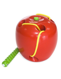 VIGA Drewniana Przeplatanka Labirynt Edukacyjna Robaczek w Jabłuszku Montessori