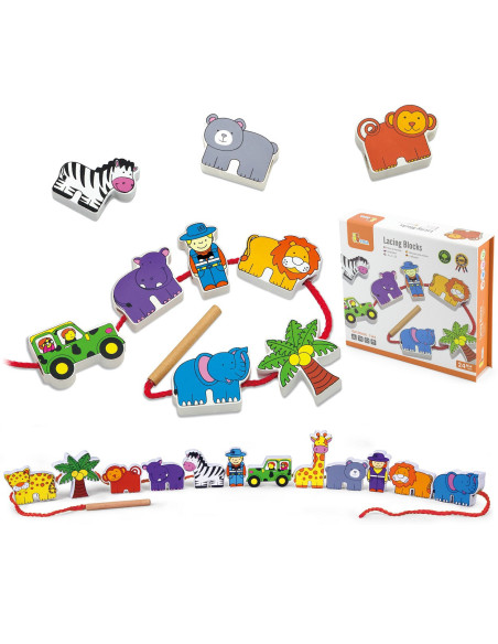 Viga Drewniana przeplatanka Klocki Zoo