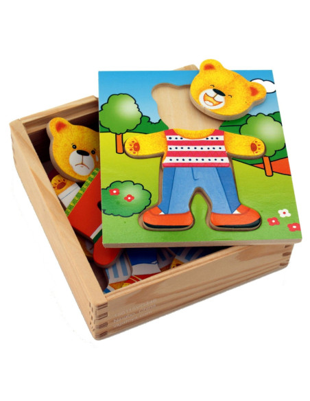 Viga Drewniane Puzzle Układanka Ubierz Misia