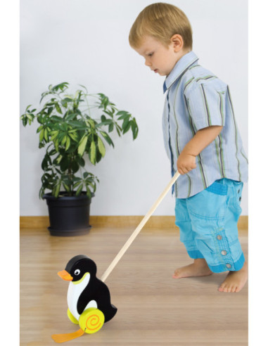 Viga Toys Drewniany Pchacz Pingwin