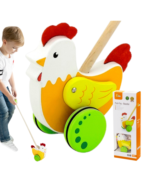 Viga Toys Drewniany Pchacz Kogucik