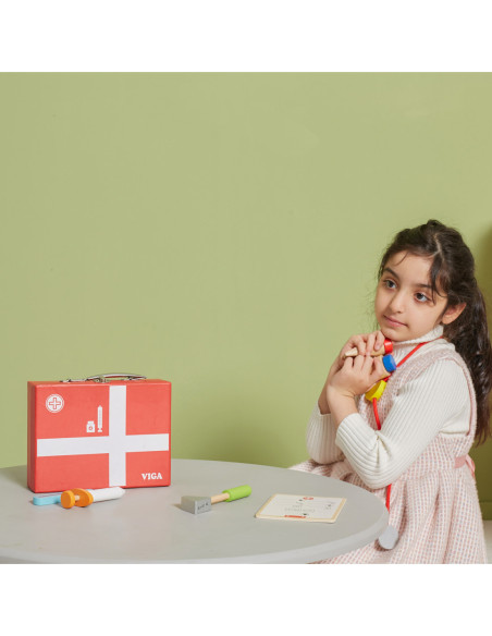 Viga Drewniany zestaw małego lekarza w walizce