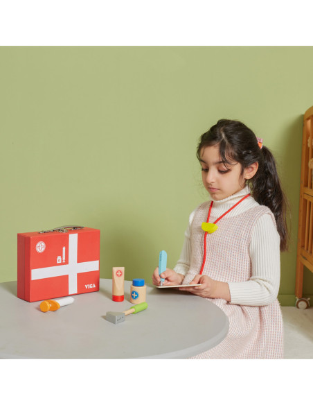 Viga Drewniany zestaw małego lekarza w walizce