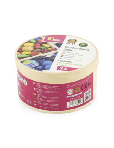 Viga Zestaw kolorowych koralików z drewna do nawlekania