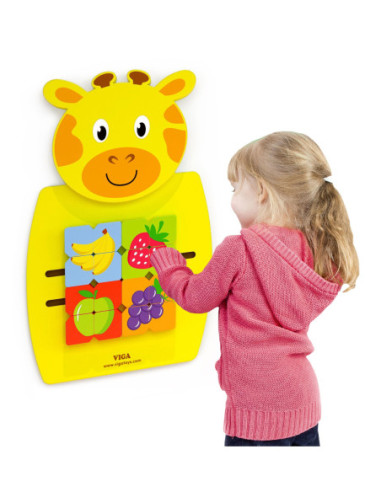 Sensoryczna tablica manipulacyjna Żyrafa drewniana Viga Toys