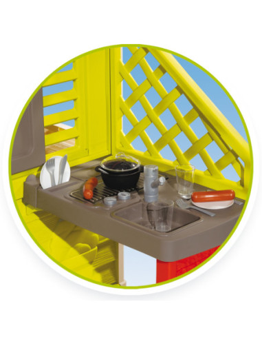 Smoby Duży domek ogrodowy Nature z kuchnią 17 akc.