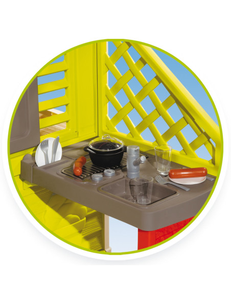 Smoby Duży domek ogrodowy Nature z kuchnią 17 akc.