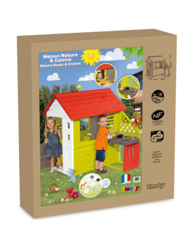 Smoby Duży domek ogrodowy Nature z kuchnią 17 akc.