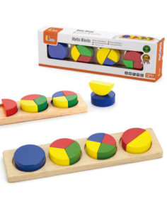 VIGA Drewniana Układanka Klocki Matematyczne Ułamki 10 Klocków Montessori