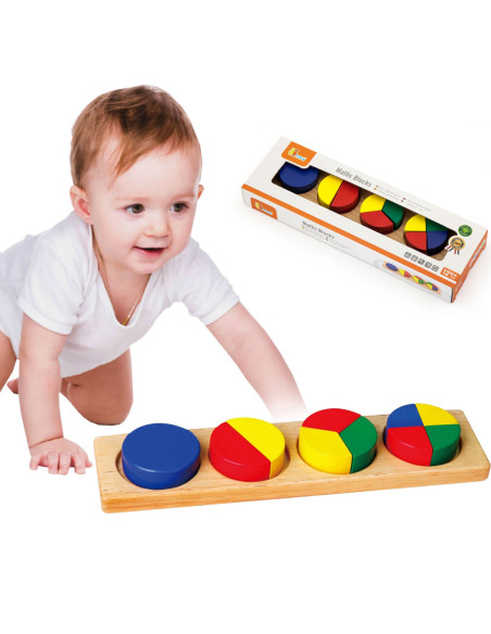 Drewniana Układanka Viga Klocki Matematyczne Ułamki 11 Elementów