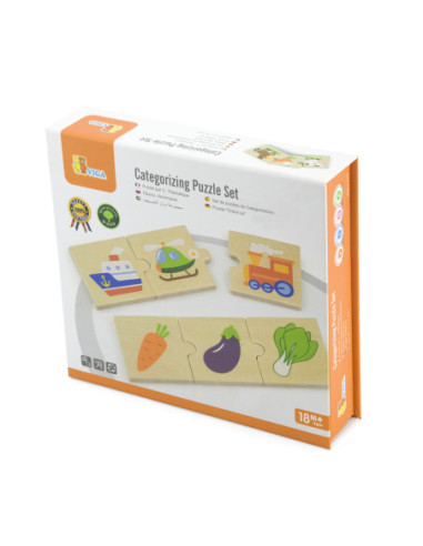 Drewniane Puzzle Logiczne Viga Toys 24 Elementy