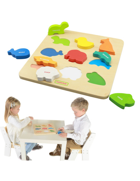 Drewniany Sorter Kształtów Masterkidz Kolorowe Zwierzątka