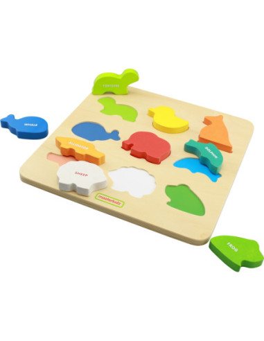 Drewniany Sorter Kształtów Masterkidz Kolorowe Zwierzątka