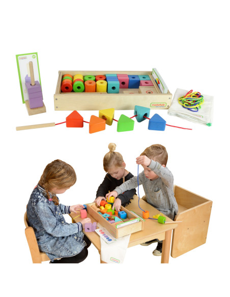 Drewniana Sznurowanka Duża Kolorowa Masterkidz (Zestaw 2)