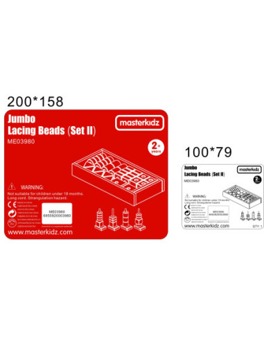 Drewniana Sznurowanka Duża Kolorowa Masterkidz (Zestaw 2)