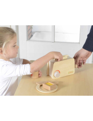 Drewniany Toster + Masło Kromka Nóż Talerz Dżem Masterkidz