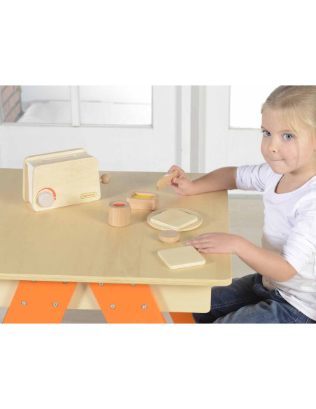 Drewniany Toster + Masło Kromka Nóż Talerz Dżem Masterkidz