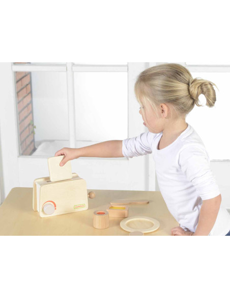 Drewniany Toster + Masło Kromka Nóż Talerz Dżem Masterkidz