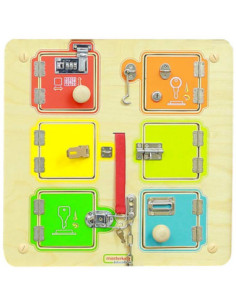 Tablica Ścienna Drewniana Nauka Otwierania Zamków - 6 sejfów Masterkidz