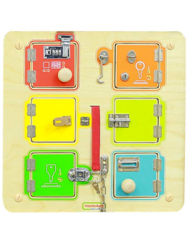 Tablica Ścienna Drewniana Nauka Otwierania Zamków - 6 sejfów Masterkidz