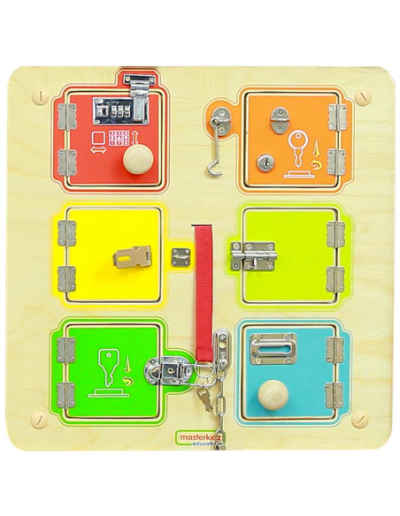Tablica Ścienna Drewniana Nauka Otwierania Zamków - 6 sejfów Masterkidz