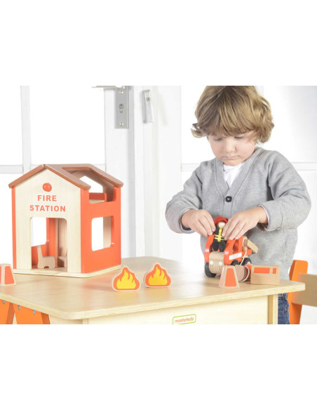 Mini Remiza Strażacka Drewniany Zestaw Masterkidz