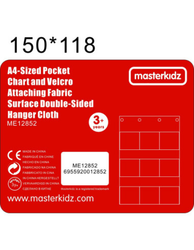 Materiałowy Arkusz Do Wieszania Z Kieszonkami Na Książki i Obrazki Masterkidz Niebieski