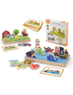 VIGA Wooden Educational Puzzle Distance Learning 2 in 1