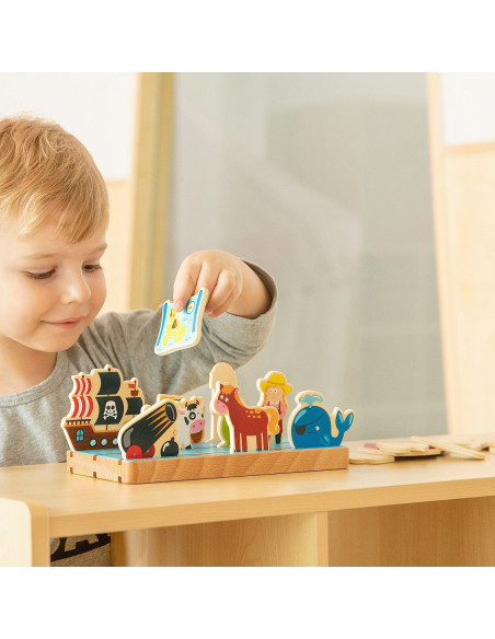 Drewniana Układanka Edukacyjna Nauka Odległosci 2w1 Viga