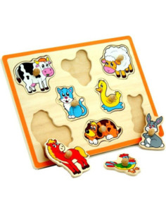 Drewniane Puzzle Farma Układanka Viga Toys 2