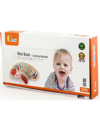 Viga Drewniana Książeczka do Nauki Alfabetu i Angielskiego